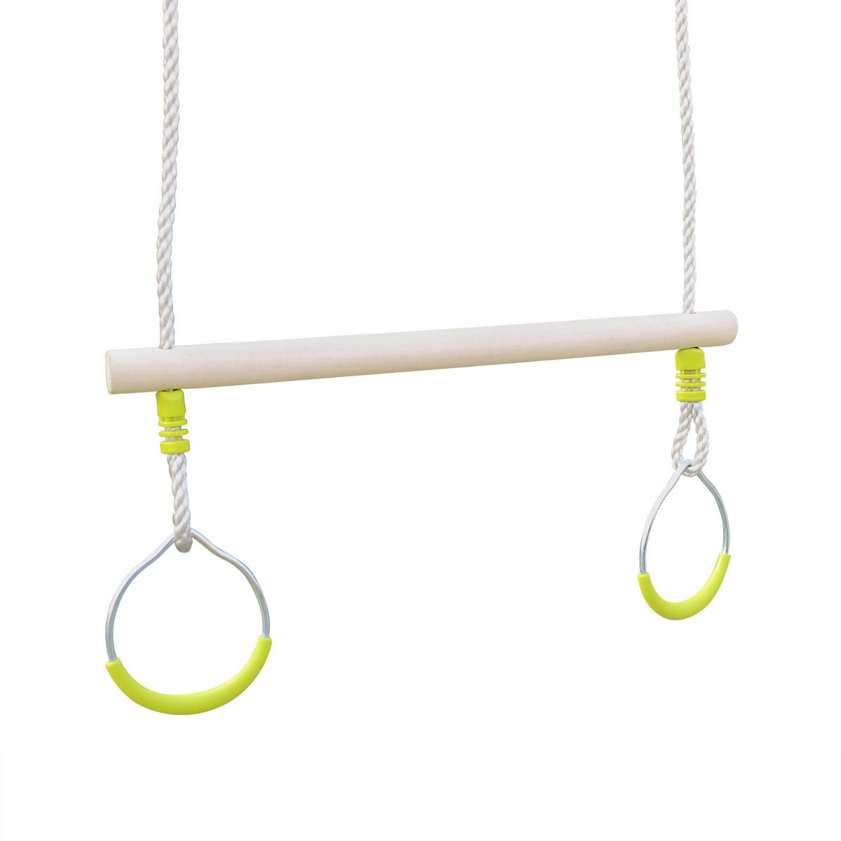 Houten trapeze met een paar metalen ringen voor swingsets van 2 tot 2,